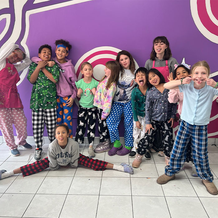 Group of kids having fun at workshop